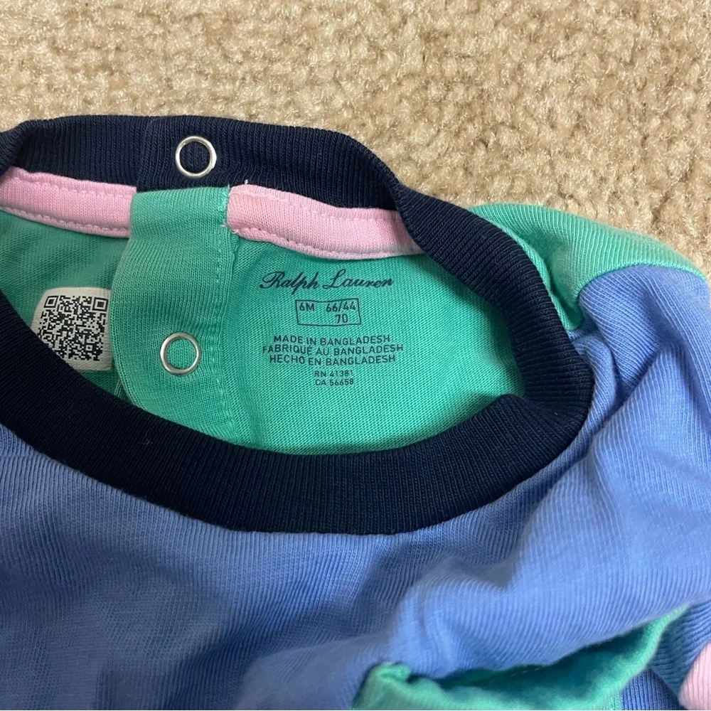 Polo Ralph Lauren Baby Boy Colorblocks shirtsleeves onesie 6M